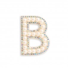 Autocollant sticker pour téléphone/tablette/ordinateur brodé en 3D pearls blanc - Lettre B