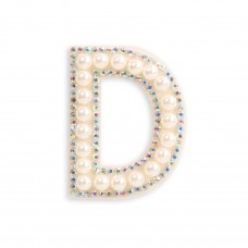Autocollant sticker pour téléphone/tablette/ordinateur brodé en 3D pearls blanc - Lettre D
