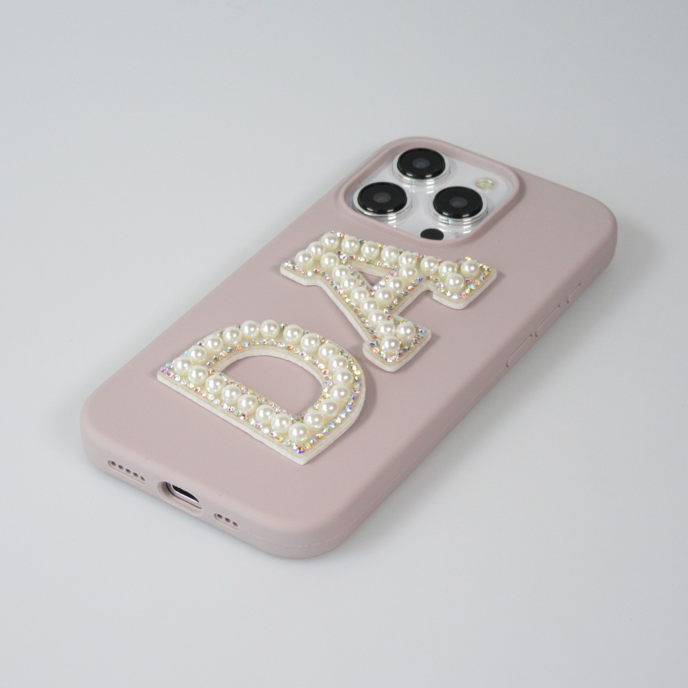 Autocollant sticker pour téléphone/tablette/ordinateur brodé en 3D pearls blanc - Lettre D