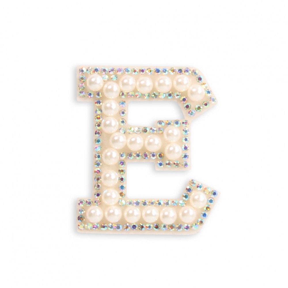 Autocollant sticker pour téléphone/tablette/ordinateur brodé en 3D pearls blanc - Lettre E