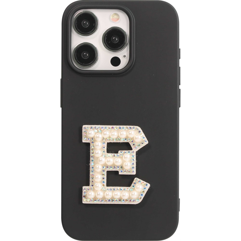 Autocollant sticker pour téléphone/tablette/ordinateur brodé en 3D pearls blanc - Lettre E