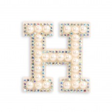 Autocollant sticker pour téléphone/tablette/ordinateur brodé en 3D pearls blanc - Lettre H