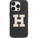 Autocollant sticker pour téléphone/tablette/ordinateur brodé en 3D pearls blanc - Lettre H