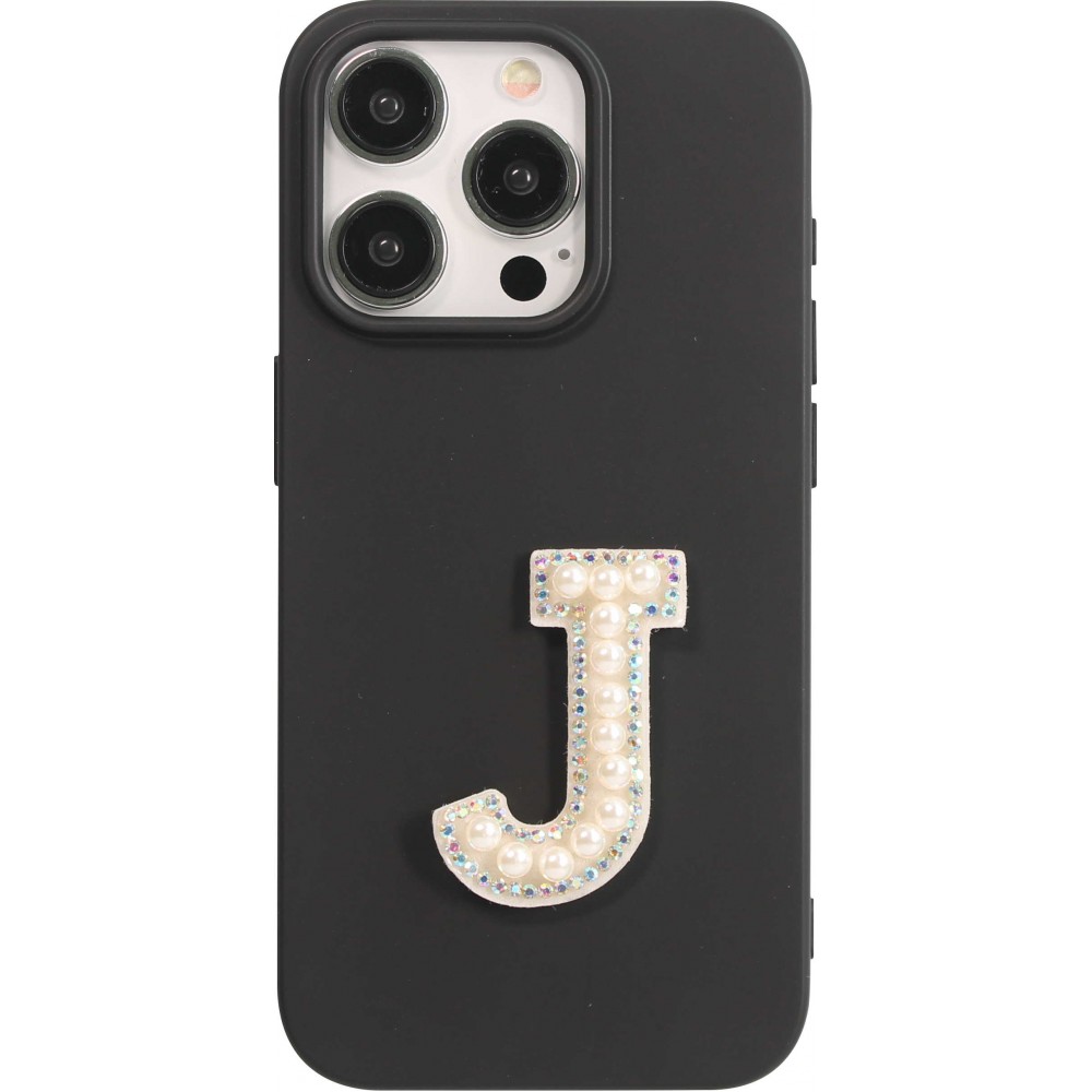 Autocollant sticker pour téléphone/tablette/ordinateur brodé en 3D pearls blanc - Lettre J