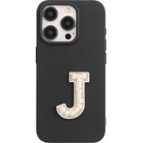 Autocollant sticker pour téléphone/tablette/ordinateur brodé en 3D pearls blanc - Lettre J