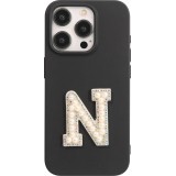 Autocollant sticker pour téléphone/tablette/ordinateur brodé en 3D pearls blanc - Lettre N