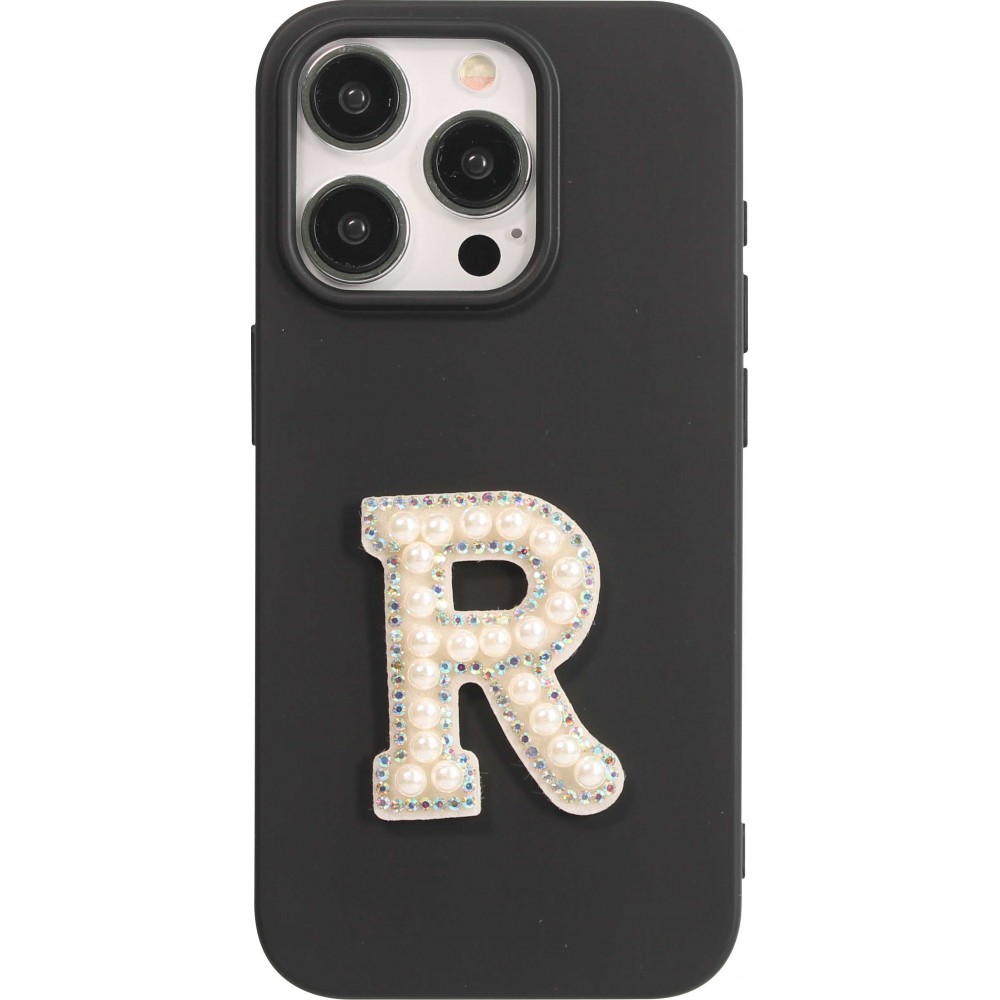 Autocollant sticker pour téléphone/tablette/ordinateur brodé en 3D pearls blanc - Lettre R
