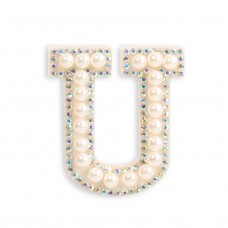 Autocollant sticker pour téléphone/tablette/ordinateur brodé en 3D pearls blanc - Lettre U
