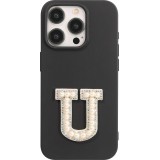 Autocollant sticker pour téléphone/tablette/ordinateur brodé en 3D pearls blanc - Lettre U