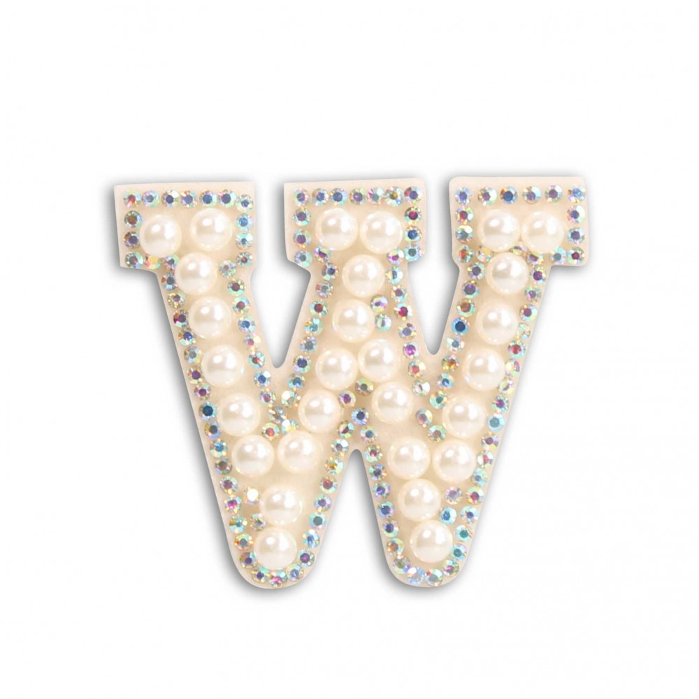 Sticker Aufkleber für Handy/Tablet/Computer 3D Pearls weiss - Buchstabe W