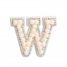 Sticker Aufkleber für Handy/Tablet/Computer 3D Pearls weiss - Buchstabe W