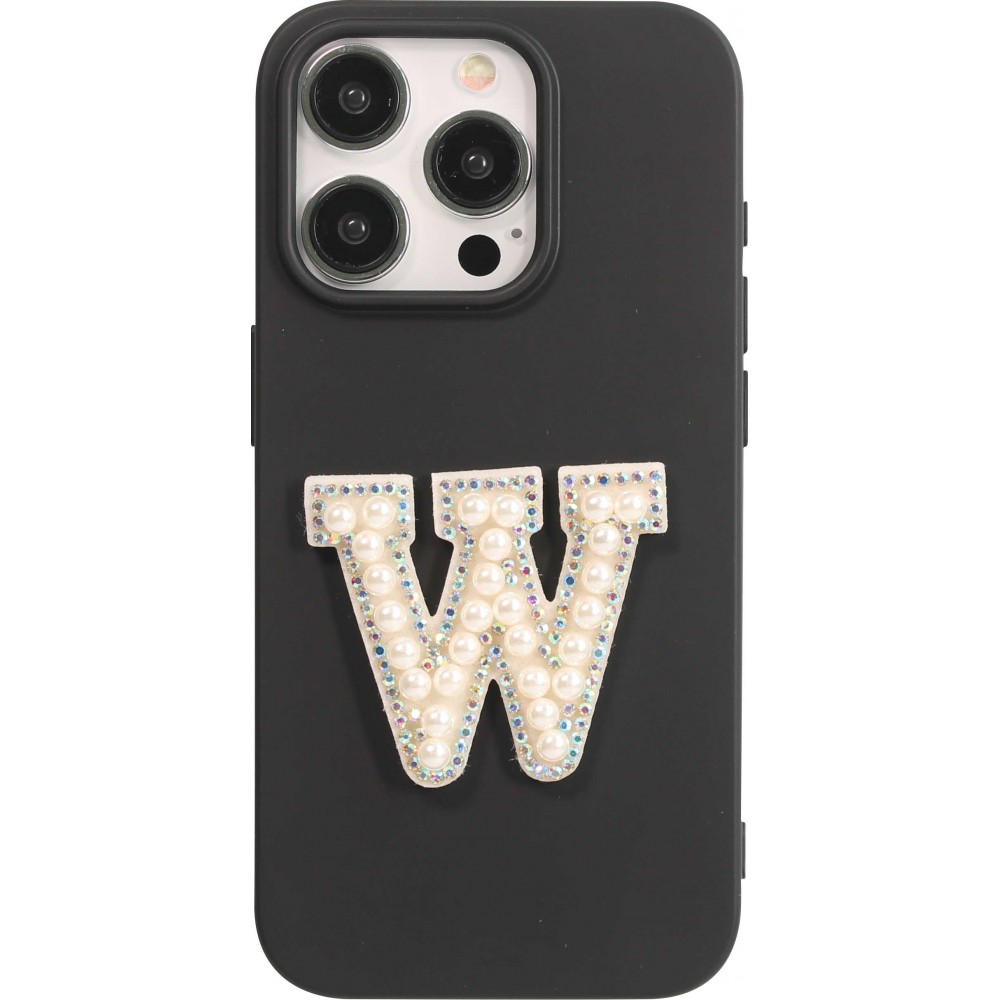 Sticker Aufkleber für Handy/Tablet/Computer 3D Pearls weiss - Buchstabe W