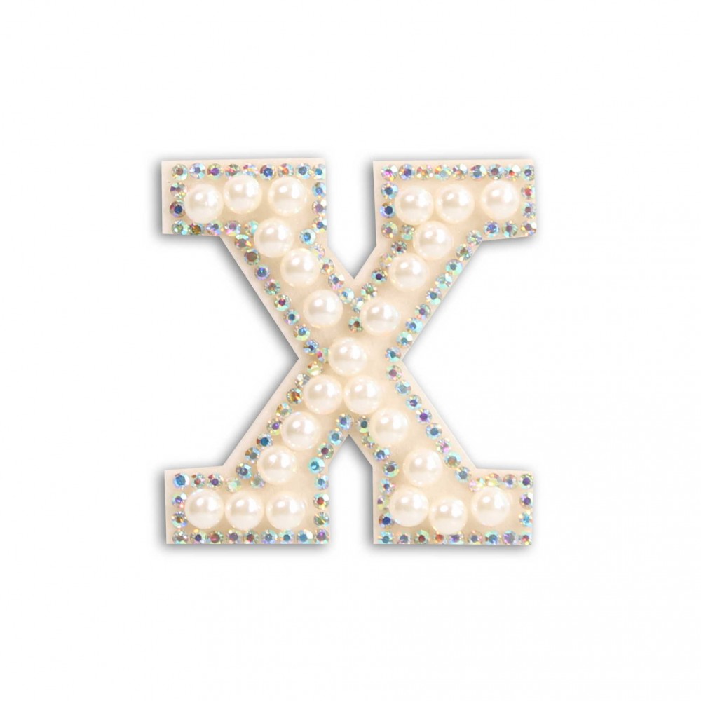 Sticker Aufkleber für Handy/Tablet/Computer 3D Pearls weiss - Buchstabe X
