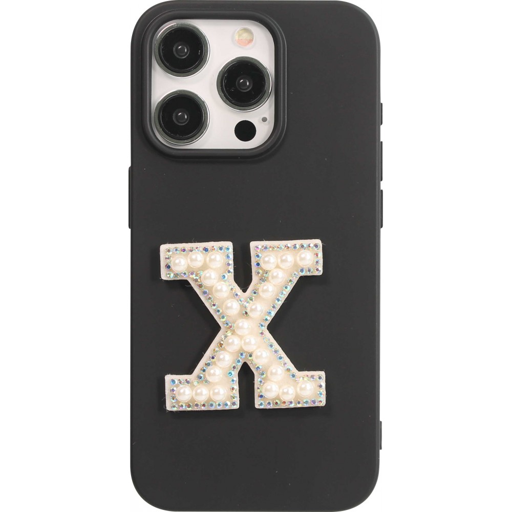 Sticker Aufkleber für Handy/Tablet/Computer 3D Pearls weiss - Buchstabe X