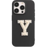 Autocollant sticker pour téléphone/tablette/ordinateur brodé en 3D pearls blanc - Lettre Y