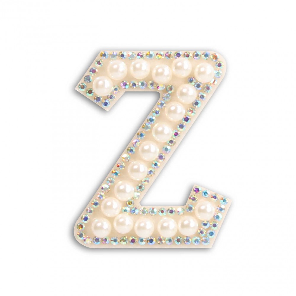 Autocollant sticker pour téléphone/tablette/ordinateur brodé en 3D pearls blanc - Lettre Z