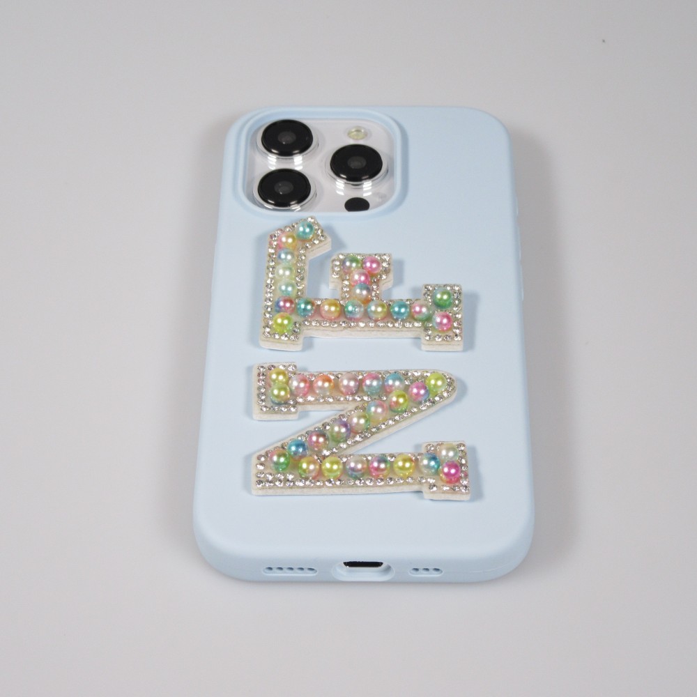 Autocollant sticker pour téléphone/tablette/ordinateur brodé en 3D pearls multi color - Lettre C