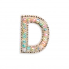 Autocollant sticker pour téléphone/tablette/ordinateur brodé en 3D pearls multi color - Lettre D