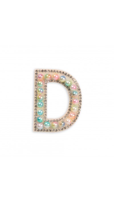 Autocollant sticker pour téléphone/tablette/ordinateur brodé en 3D pearls multi color - Lettre D
