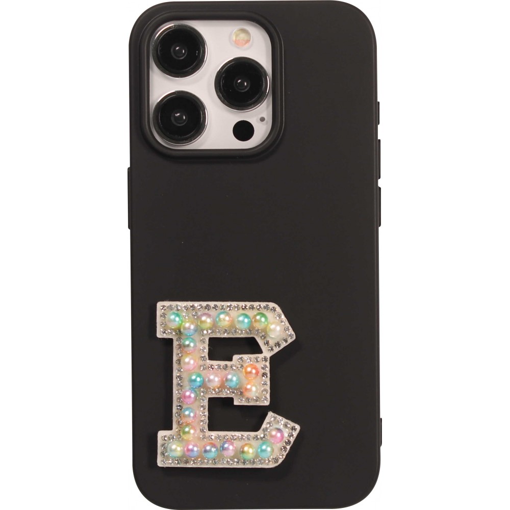 Autocollant sticker pour téléphone/tablette/ordinateur brodé en 3D pearls multi color - Lettre E