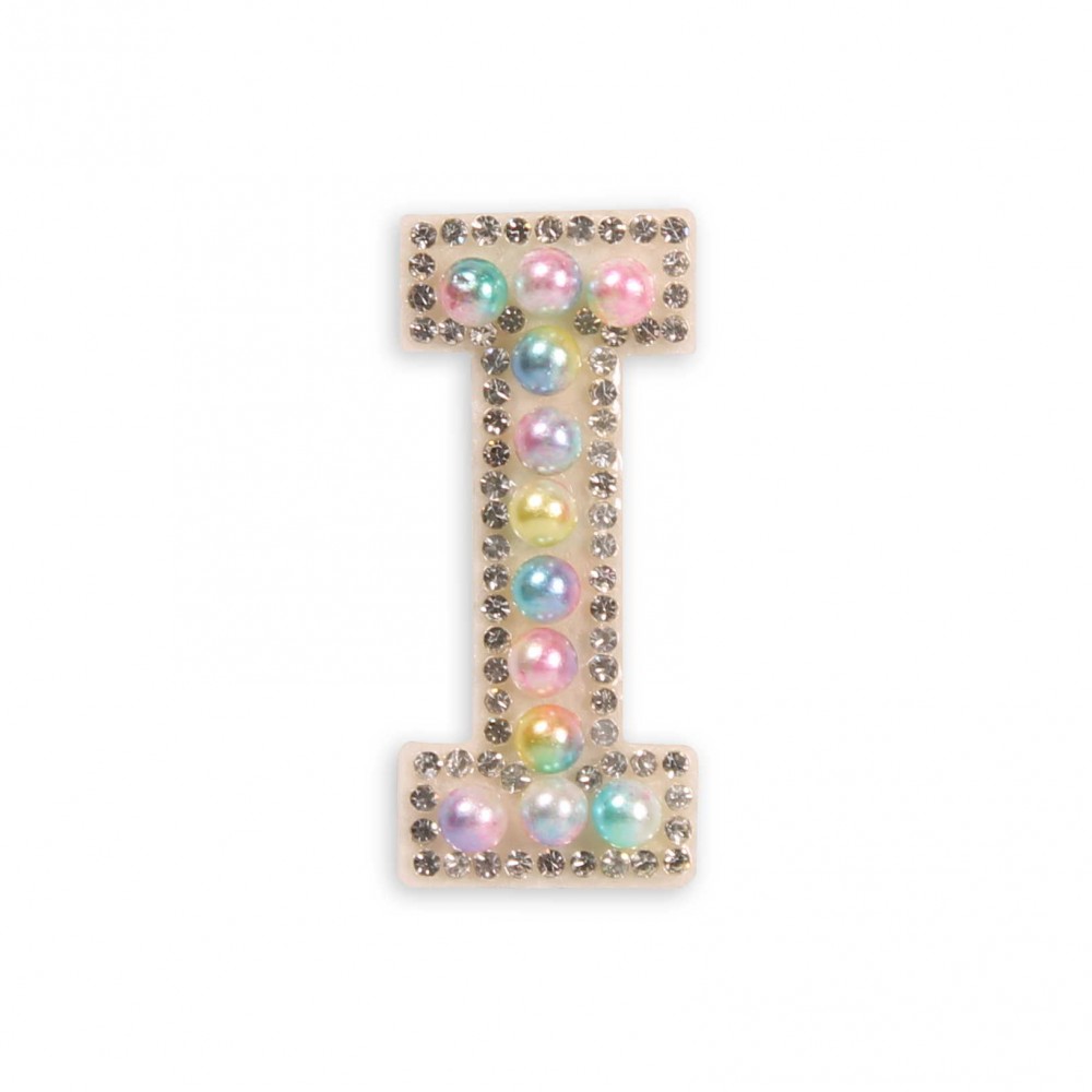 Autocollant sticker pour téléphone/tablette/ordinateur brodé en 3D pearls multi color - Lettre I