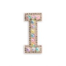 Autocollant sticker pour téléphone/tablette/ordinateur brodé en 3D pearls multi color - Lettre I