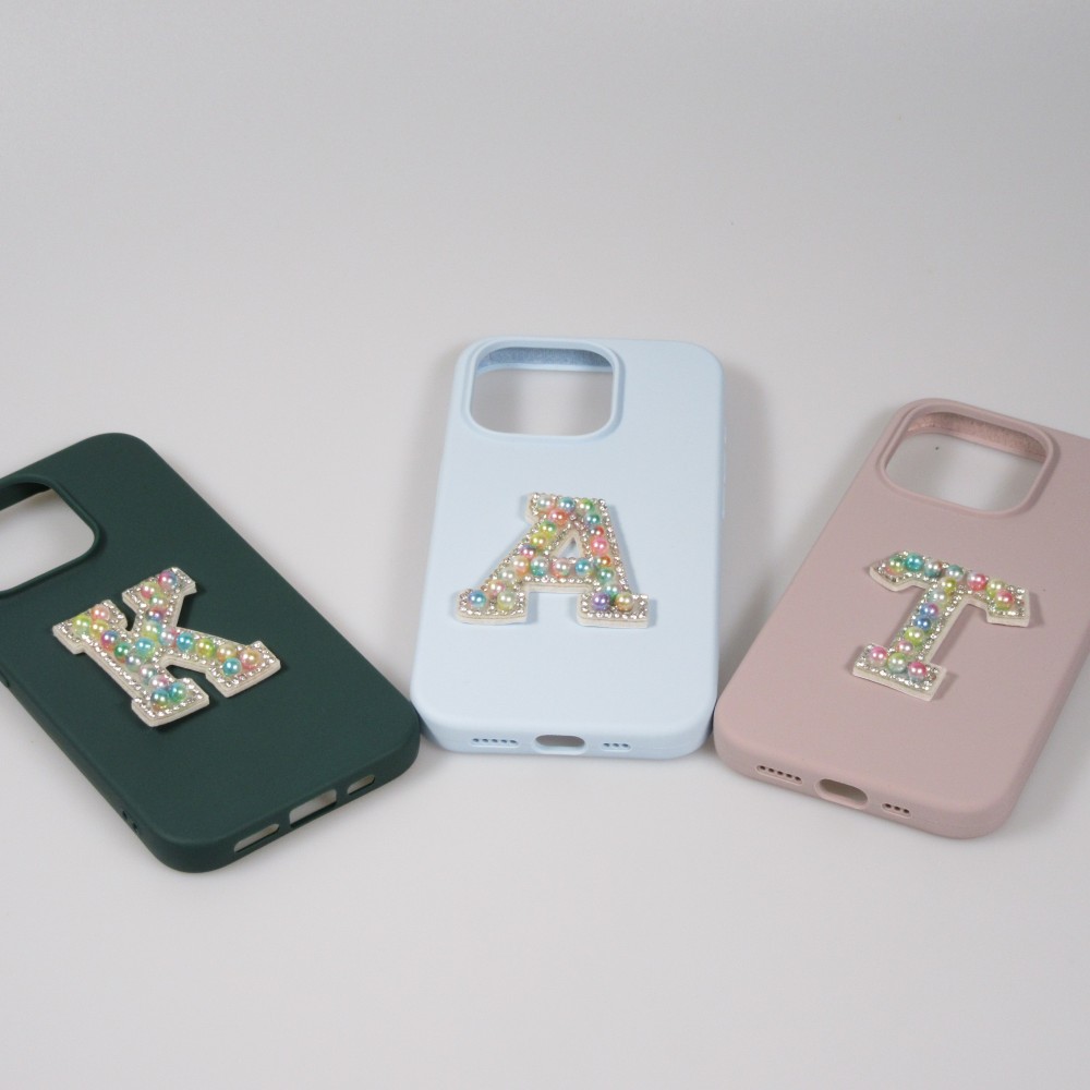 Autocollant sticker pour téléphone/tablette/ordinateur brodé en 3D pearls multi color - Lettre I