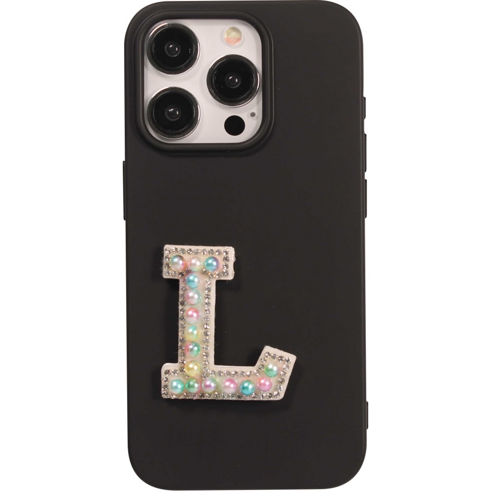 Autocollant sticker pour téléphone/tablette/ordinateur brodé en 3D pearls multi color - Lettre L
