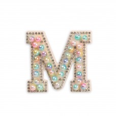 Autocollant sticker pour téléphone/tablette/ordinateur brodé en 3D pearls multi color - Lettre M