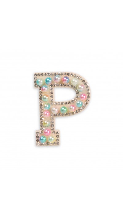 Autocollant sticker pour téléphone/tablette/ordinateur brodé en 3D pearls multi color - Lettre P
