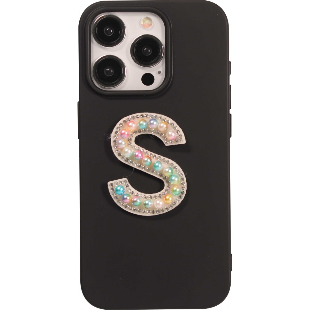Autocollant sticker pour téléphone/tablette/ordinateur brodé en 3D pearls multi color - Lettre S
