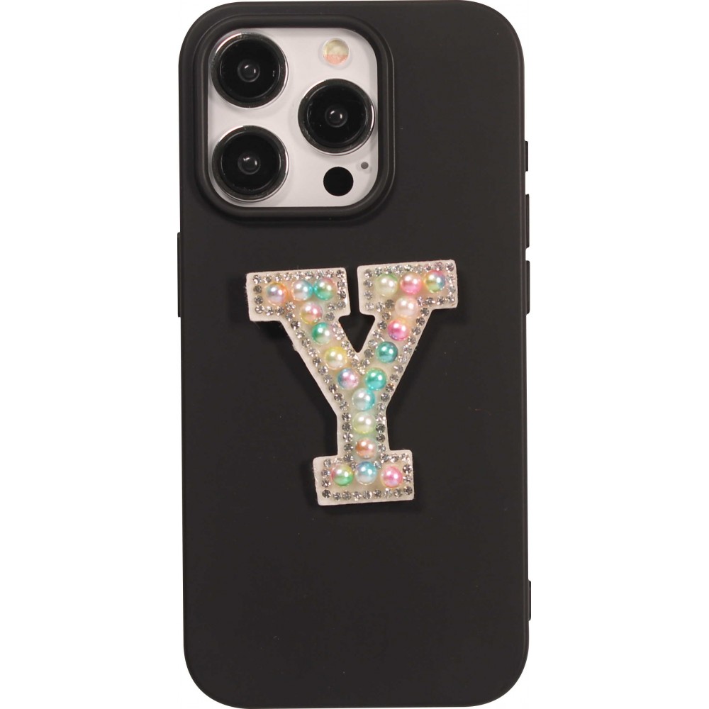 Autocollant sticker pour téléphone/tablette/ordinateur brodé en 3D pearls multi color - Lettre Y
