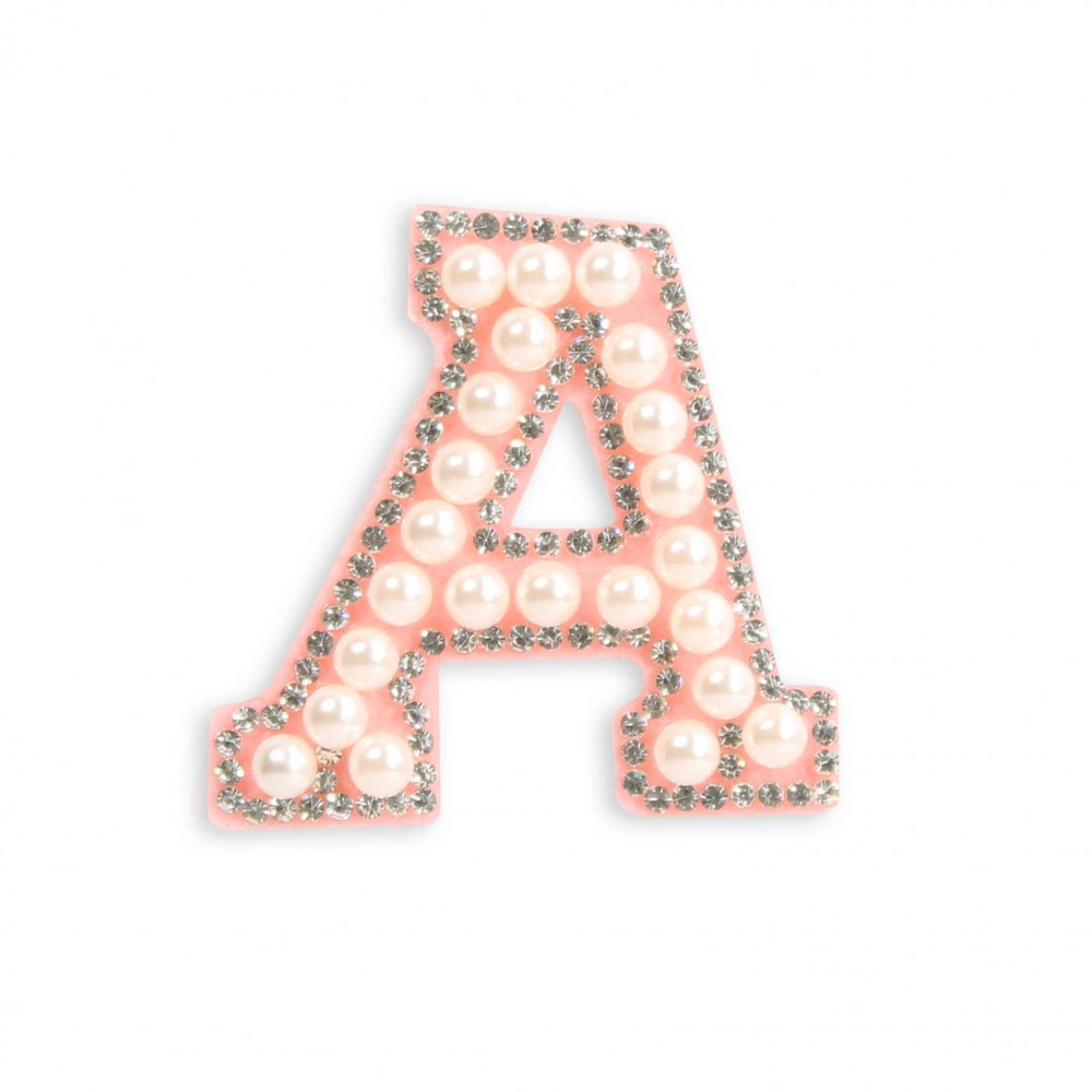 Autocollant sticker pour téléphone/tablette/ordinateur brodé en 3D pearls rose - Lettre A