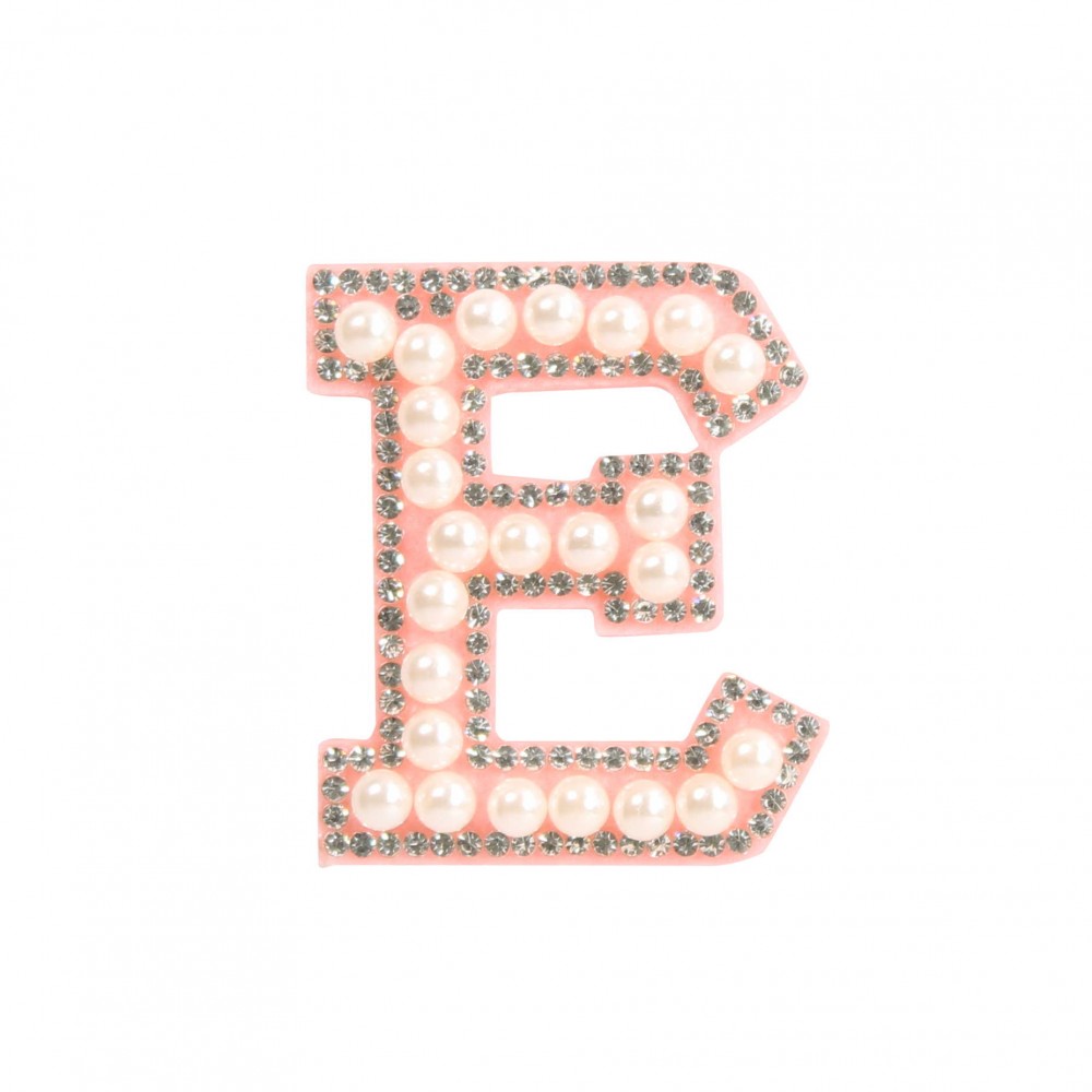 Autocollant sticker pour téléphone/tablette/ordinateur brodé en 3D pearls rose - Lettre E