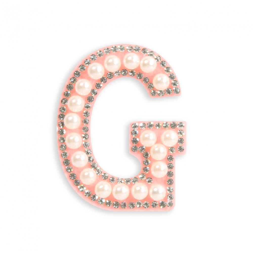 Autocollant sticker pour téléphone/tablette/ordinateur brodé en 3D pearls rose - Lettre G