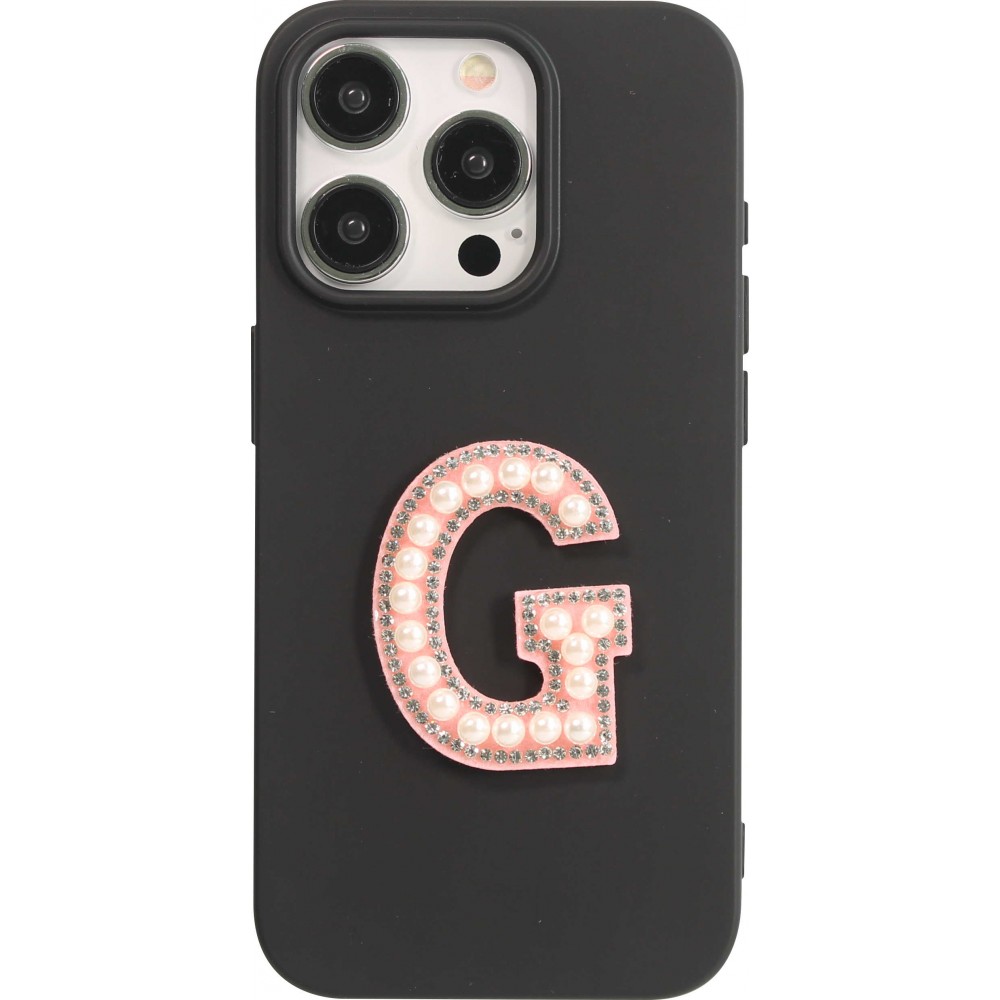 Autocollant sticker pour téléphone/tablette/ordinateur brodé en 3D pearls rose - Lettre G