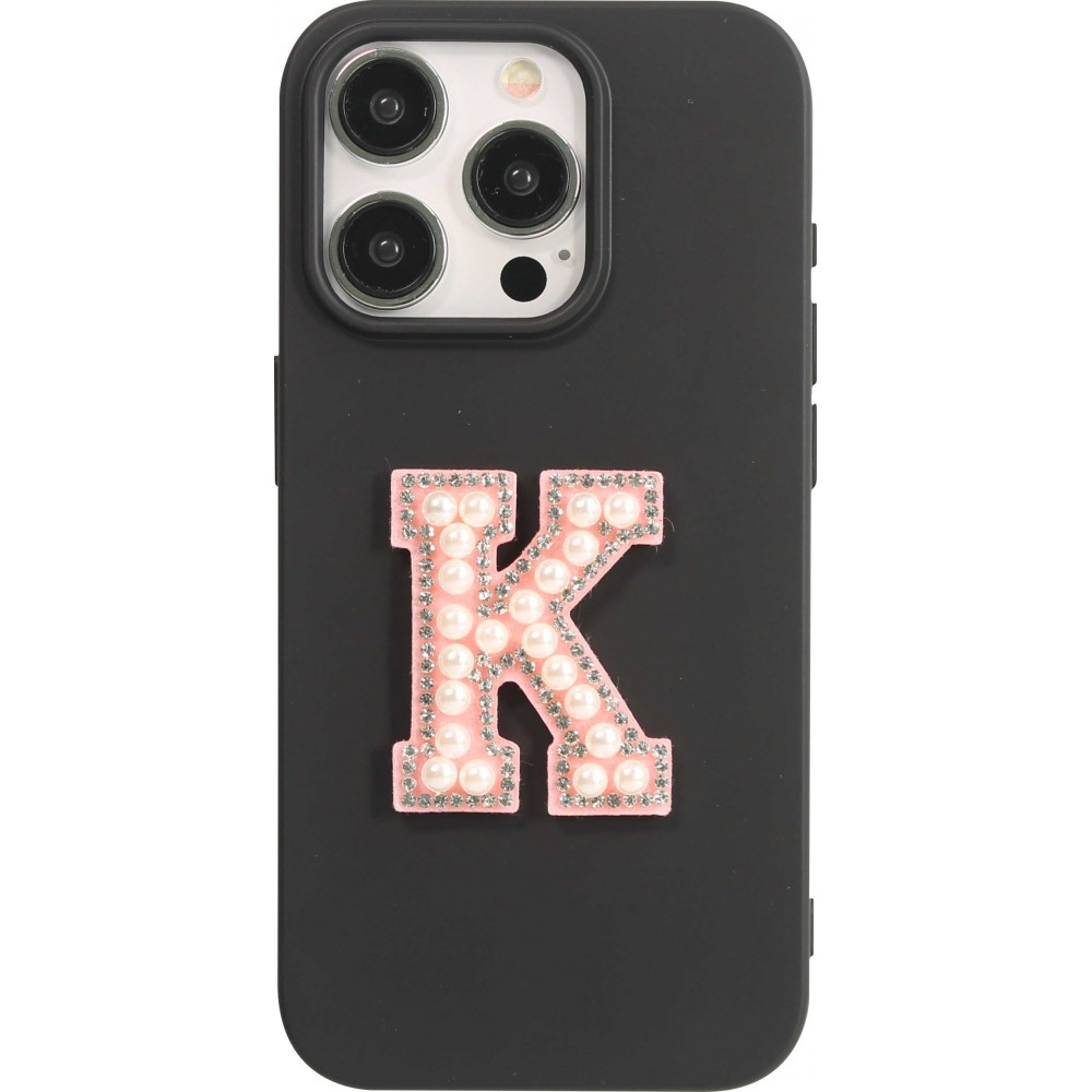 Autocollant sticker pour téléphone/tablette/ordinateur brodé en 3D pearls rose - Lettre K