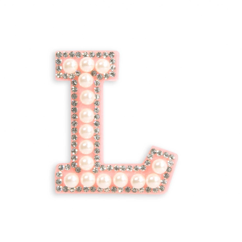 Autocollant sticker pour téléphone/tablette/ordinateur brodé en 3D pearls rose - Lettre L