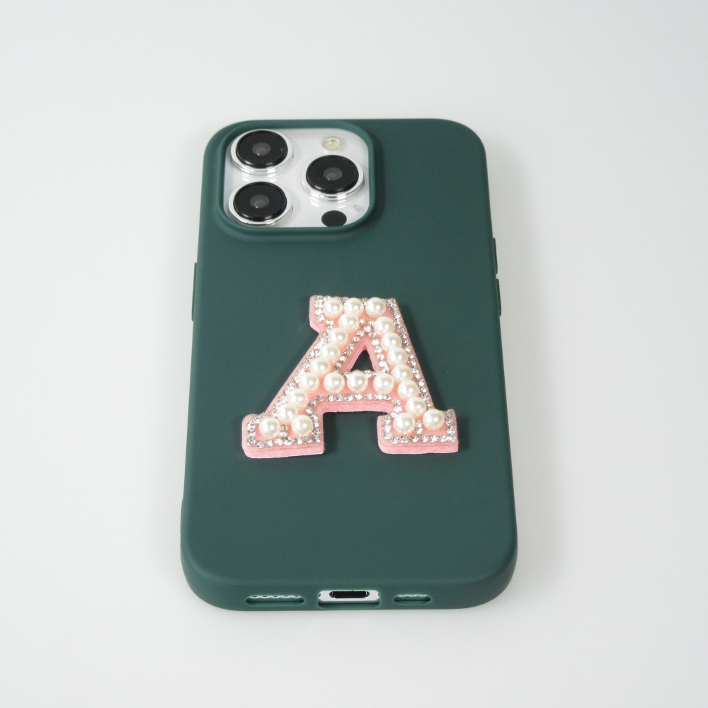 Autocollant sticker pour téléphone/tablette/ordinateur brodé en 3D pearls rose - Lettre N