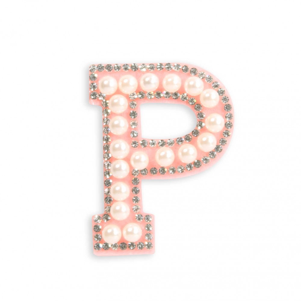 Autocollant sticker pour téléphone/tablette/ordinateur brodé en 3D pearls rose - Lettre P