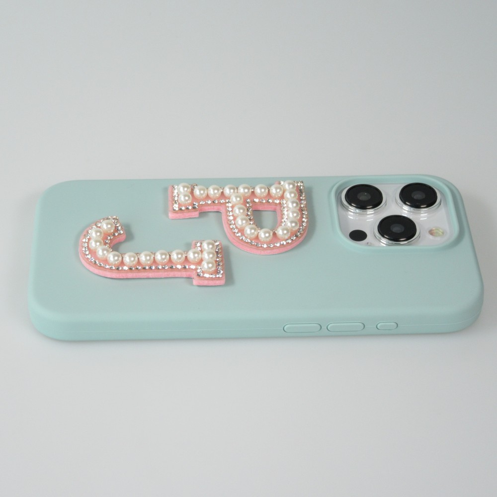 Autocollant sticker pour téléphone/tablette/ordinateur brodé en 3D pearls rose - Lettre S