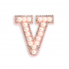 Sticker Aufkleber für Handy/Tablet/Computer 3D Pearls Rosa - Buchstabe V