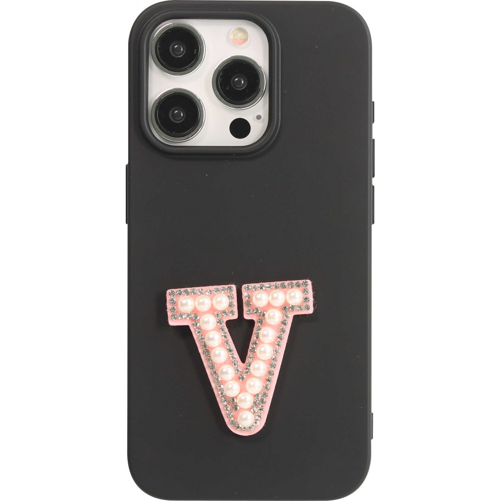 Sticker Aufkleber für Handy/Tablet/Computer 3D Pearls Rosa - Buchstabe V