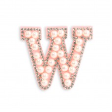 Autocollant sticker pour téléphone/tablette/ordinateur brodé en 3D pearls rose - Lettre W