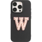 Autocollant sticker pour téléphone/tablette/ordinateur brodé en 3D pearls rose - Lettre W