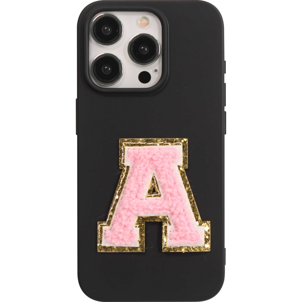 Autocollant sticker pour téléphone/tablette/ordinateur brodé en 3D rose clair - Lettre A