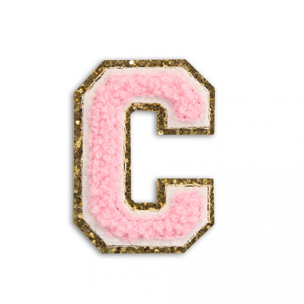 Sticker Aufkleber für Handy/Tablet/Computer 3D gestickt Hellrosa - Buchstabe C