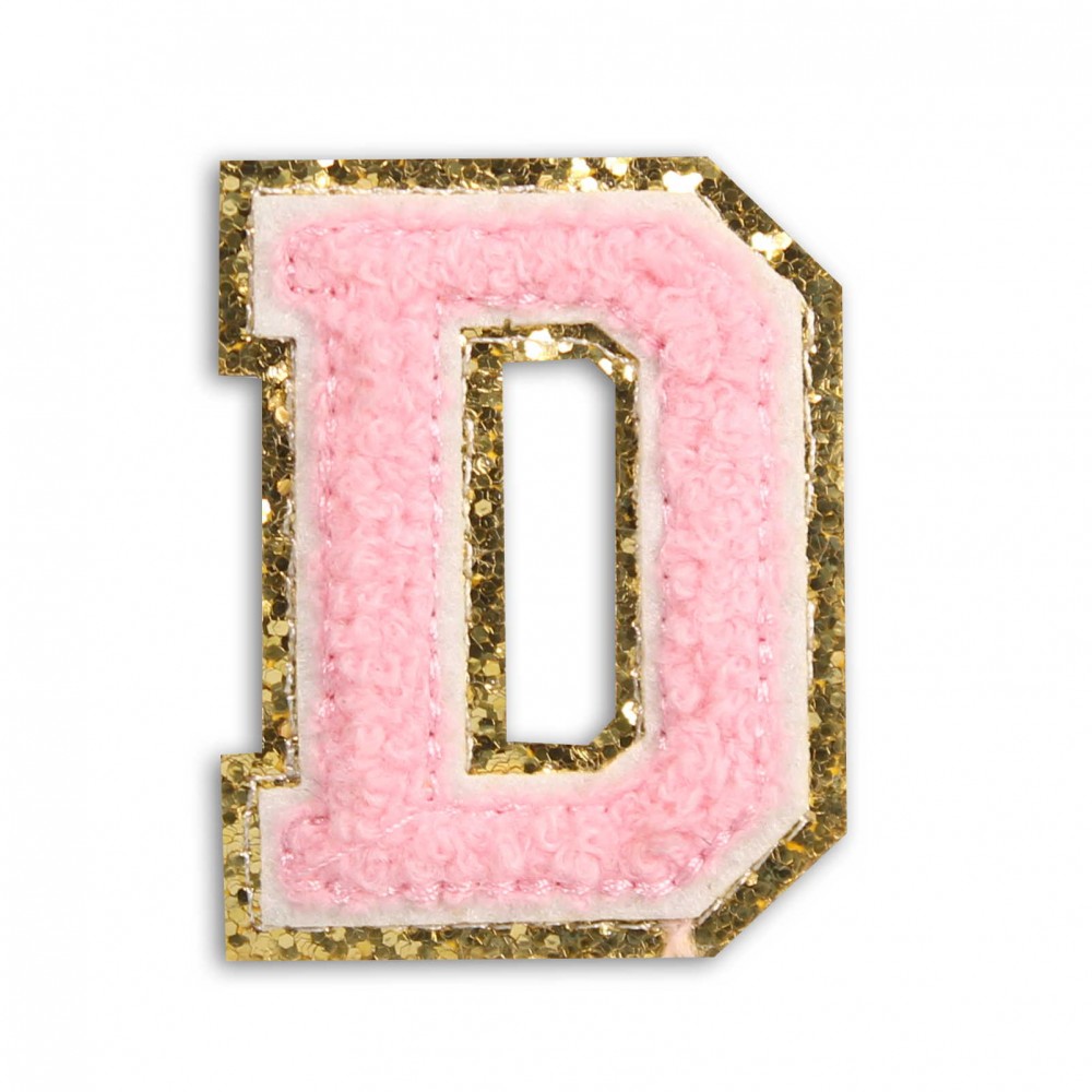 Autocollant sticker pour téléphone/tablette/ordinateur brodé en 3D rose clair - Lettre D