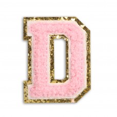 Autocollant sticker pour téléphone/tablette/ordinateur brodé en 3D rose clair - Lettre D