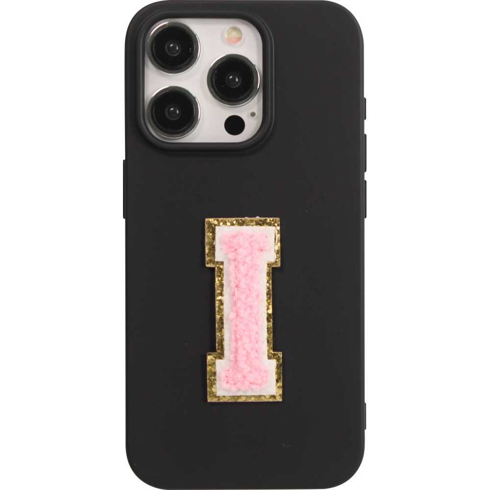 Autocollant sticker pour téléphone/tablette/ordinateur brodé en 3D rose clair - Lettre I